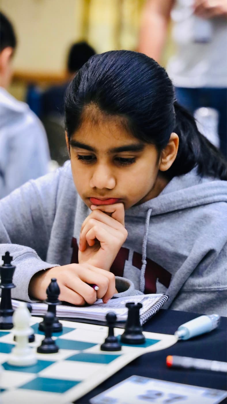 Iniya at a tournament, where Chess4Girls began.